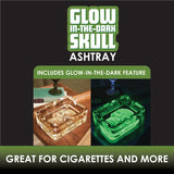 Glow in The Dark Skull Glass Ashtray - 6 Per Retail Ready Display 21750