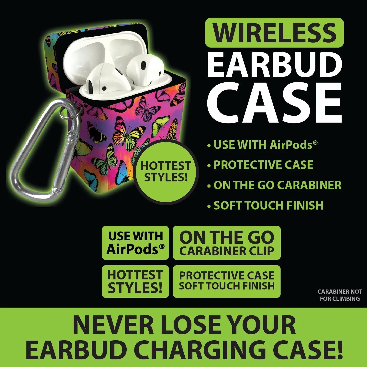 Earbud Case with Carabiner Clip - 9 Pieces Per Retail Ready Display 21785 GADGET GEAR