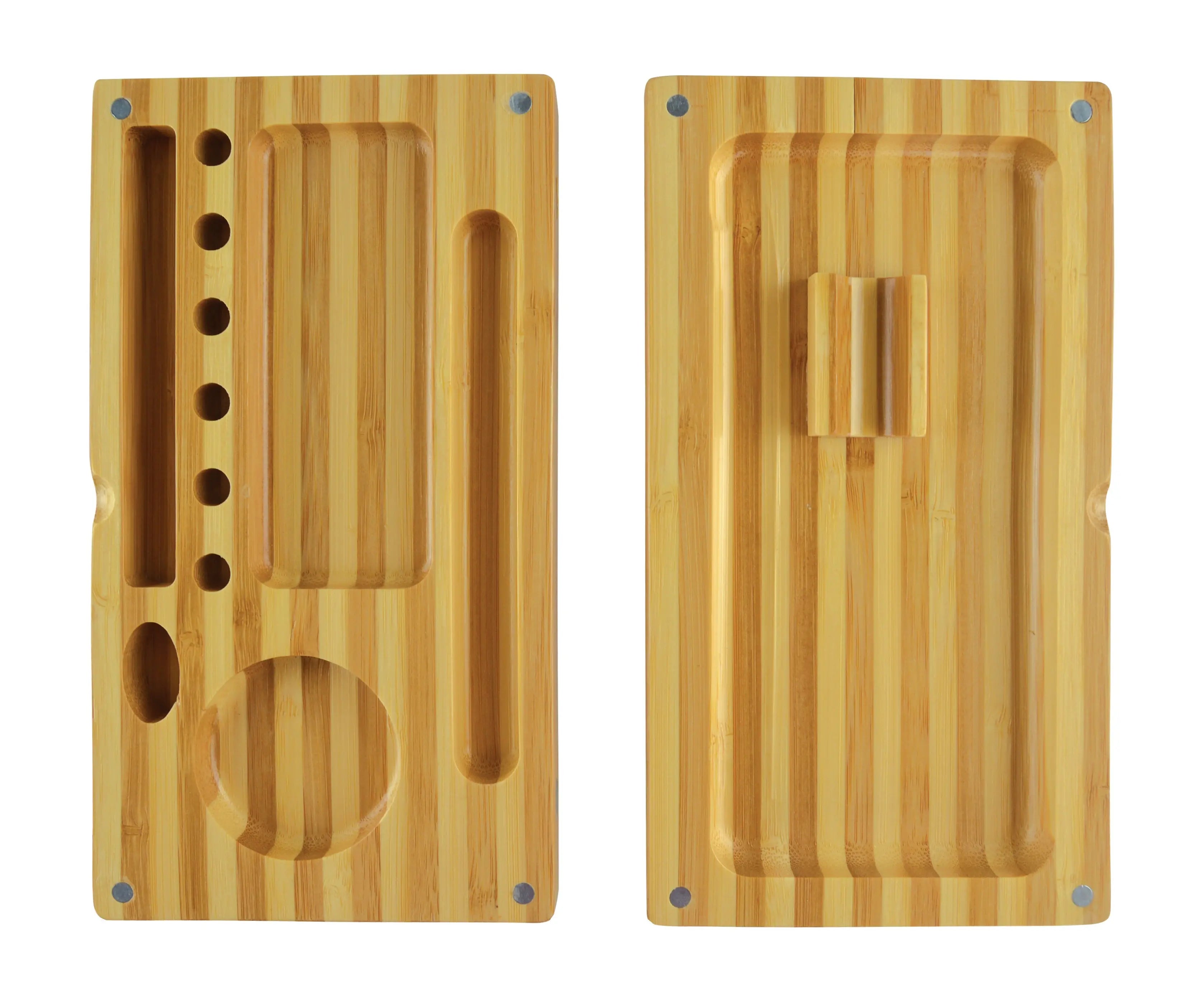 Bamboo Magnetic Roll Tray Smoker Station - 4 Pieces Per Retail Ready Display 21917 SMOKEZILLA