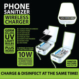 Cell Phone Sanitizer & Wireless Charger 10 Watts- 4 Pieces Per Retail Ready Display  21942