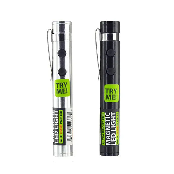 Magnetic COB LED Flashlight with Laser Pointer - 12 Pieces Per Retail Ready Display 22015 GADGET GEAR