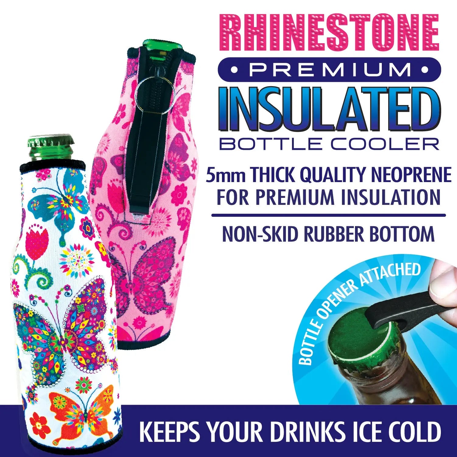 Neoprene Rhinestone Bottle Suit Cooler - 6 Per Retail Ready Display 22033 POLAR GEAR