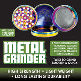 Metal 4 Piece Rainbow Grinder - 6 Pieces Per Retail Ready Display 22064