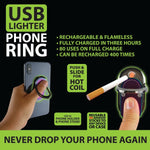 Ring Phone Holder with USB Coil Lighter - 6 Pieces Per Retail Ready Display 22087 GADGET GEAR