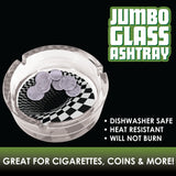 Glass Round Jumbo Ashtray - 6 Per Retail Ready Display 22175
