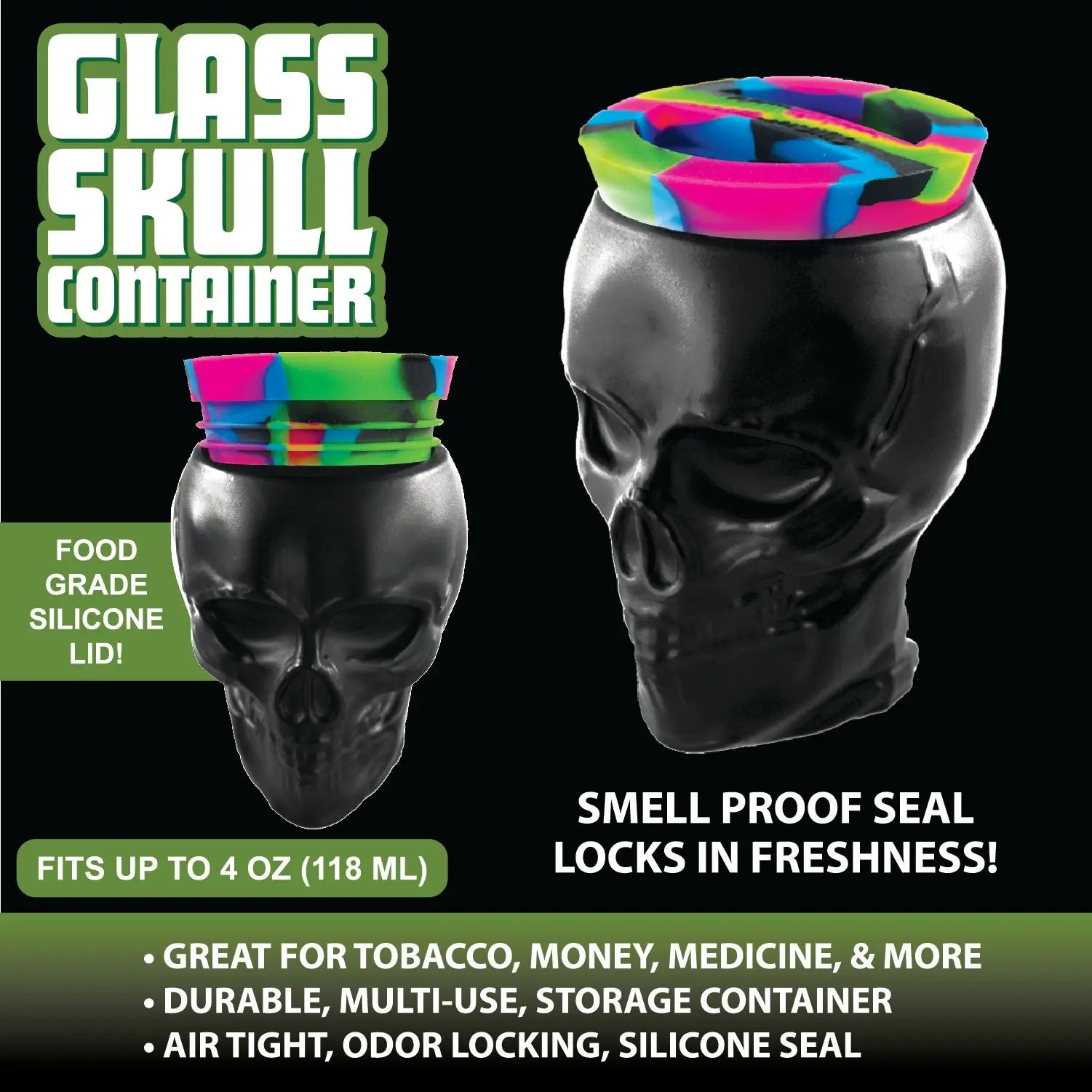 Smell Proof Glass Skull Storage Jar - 6 Pieces Per Retail Ready Display 22258 SMOKEZILLA