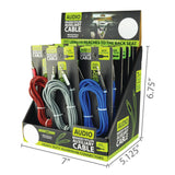 Braided Nylon Auxiliary Cable 7FT - 12 Pieces Per Retail Ready Display 22377B