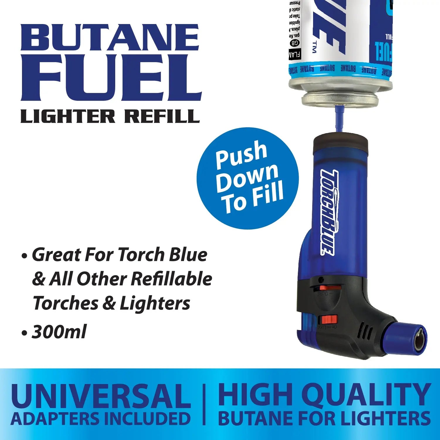300ML Bulk Torch Blue Butane Refill - 6 Pieces Per Retail Ready Display 22399 TORCH BLUE