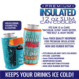 Neoprene Slim Can Cooler Coozie with Cigarette Pouch - 6 Pieces Per Retail Ready Display 22469
