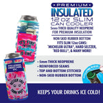Neoprene Slim Can Cooler with Card Pocket - 6 Pieces Per Retail Ready Display 22472 POLAR GEAR