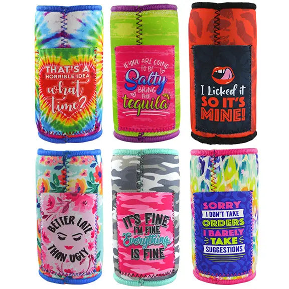 Neoprene Slim Can Cooler with Card Pocket - 6 Pieces Per Retail Ready Display 22472 POLAR GEAR