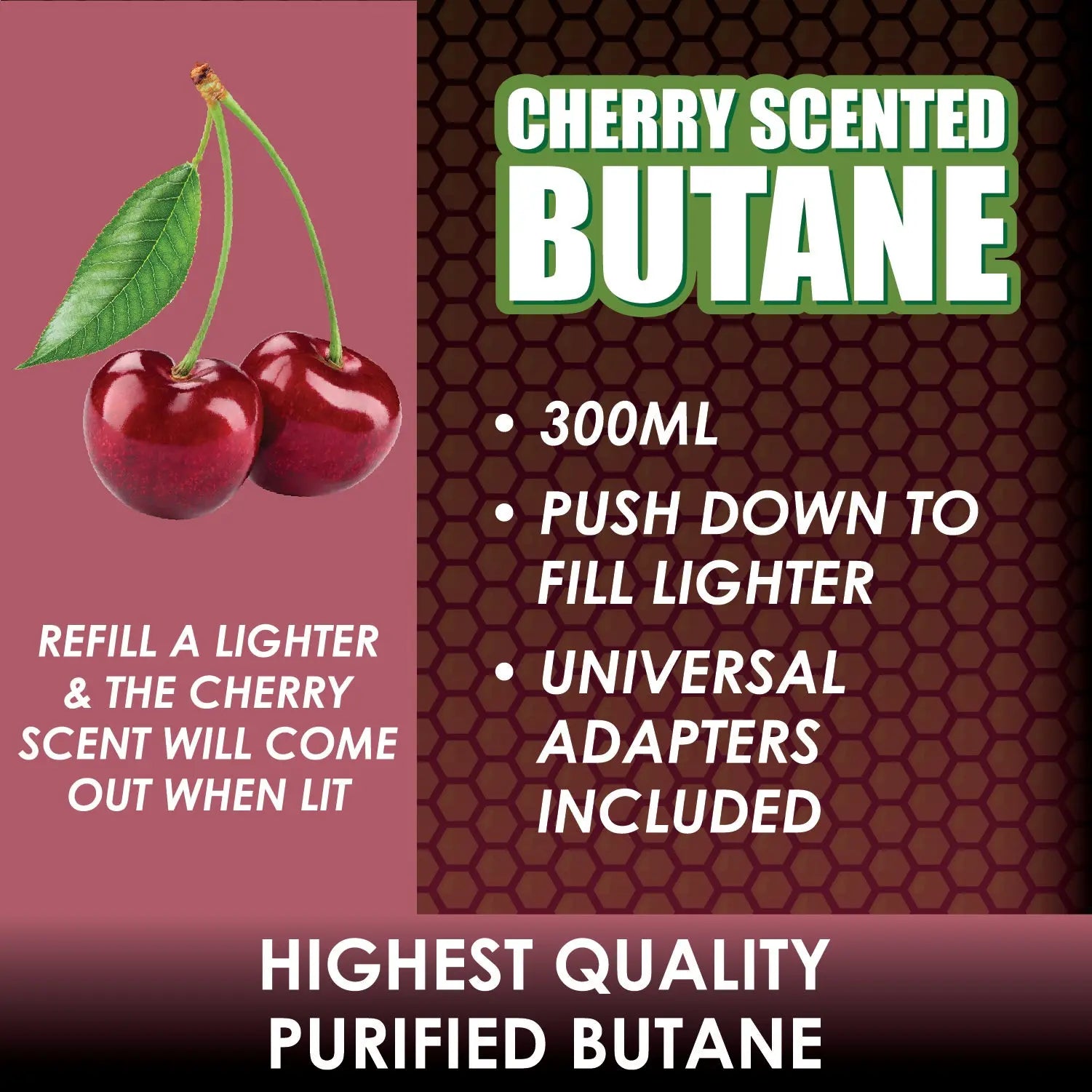 300ML Bulk Smokezilla Scented Cherry Butane Refill - 6 Pieces Per Retail Ready Display 22544 SMOKEZILLA