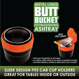 Metal Lined Butt Bucket Ashtray with LED Light - 6 Per Retail Ready Display 22594