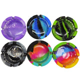 Silicone Wrapped Round Glass Ashtray - 6 Pieces Per Retail Ready Display 22626