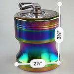 Metal 4 Piece Rainbow Grinder with Crank - 6 Pieces Per Retail Ready Display 22703 SMOKEZILLA