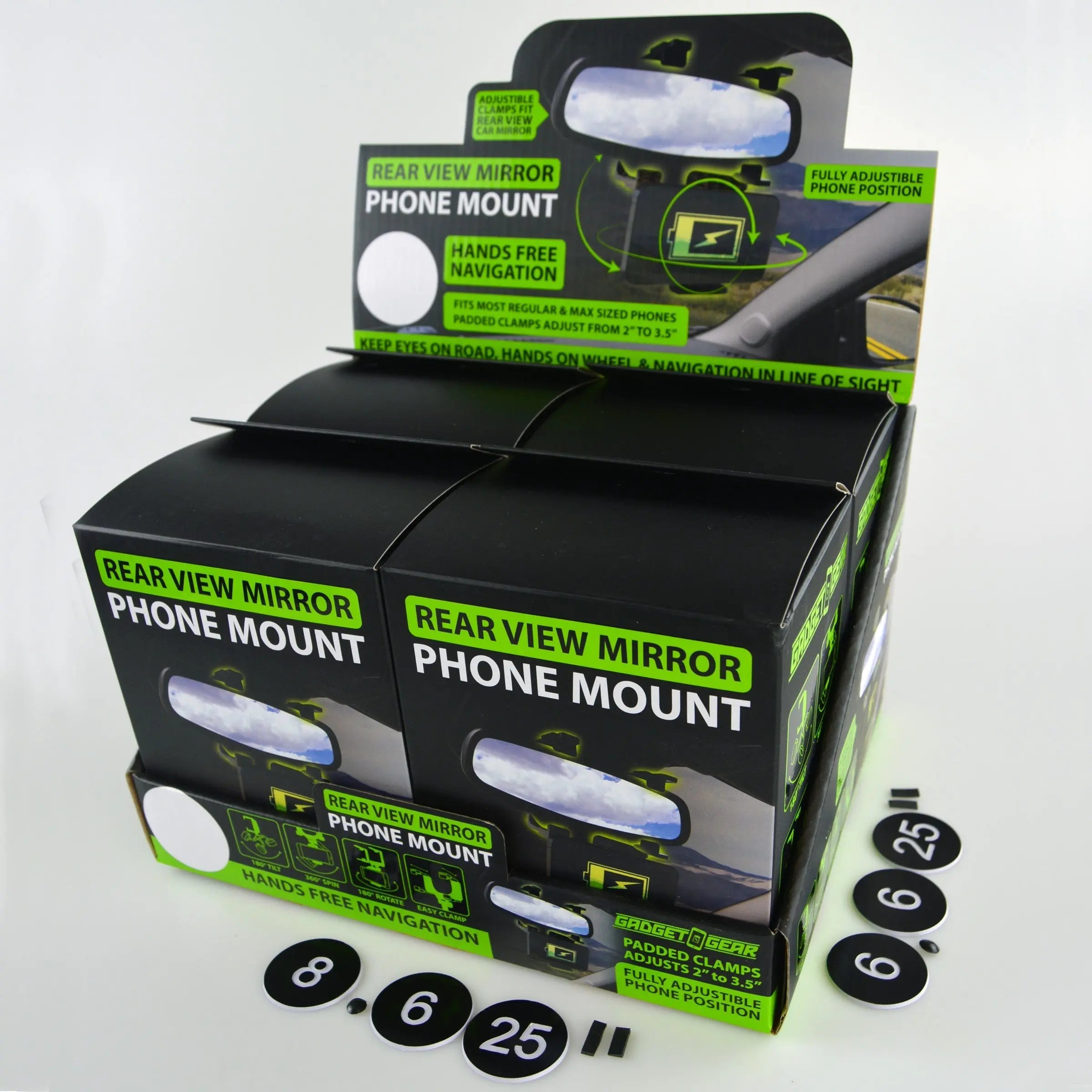 Phone Mount with Rearview Mirror Clamp - 4 Pieces Per Retail Ready Display 22786 GADGET GEAR