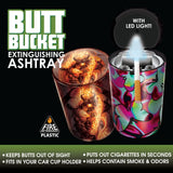 Full Print Butt Bucket Ashtray with LED Light - 6 Pieces Per Retail Ready Display 22843