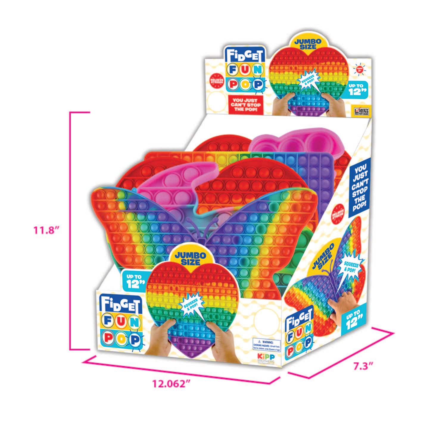 Pop Fidget Jumbo Shape Toy - 12 Pieces Per Retail Ready Display 22865 KIPP BROTHERS