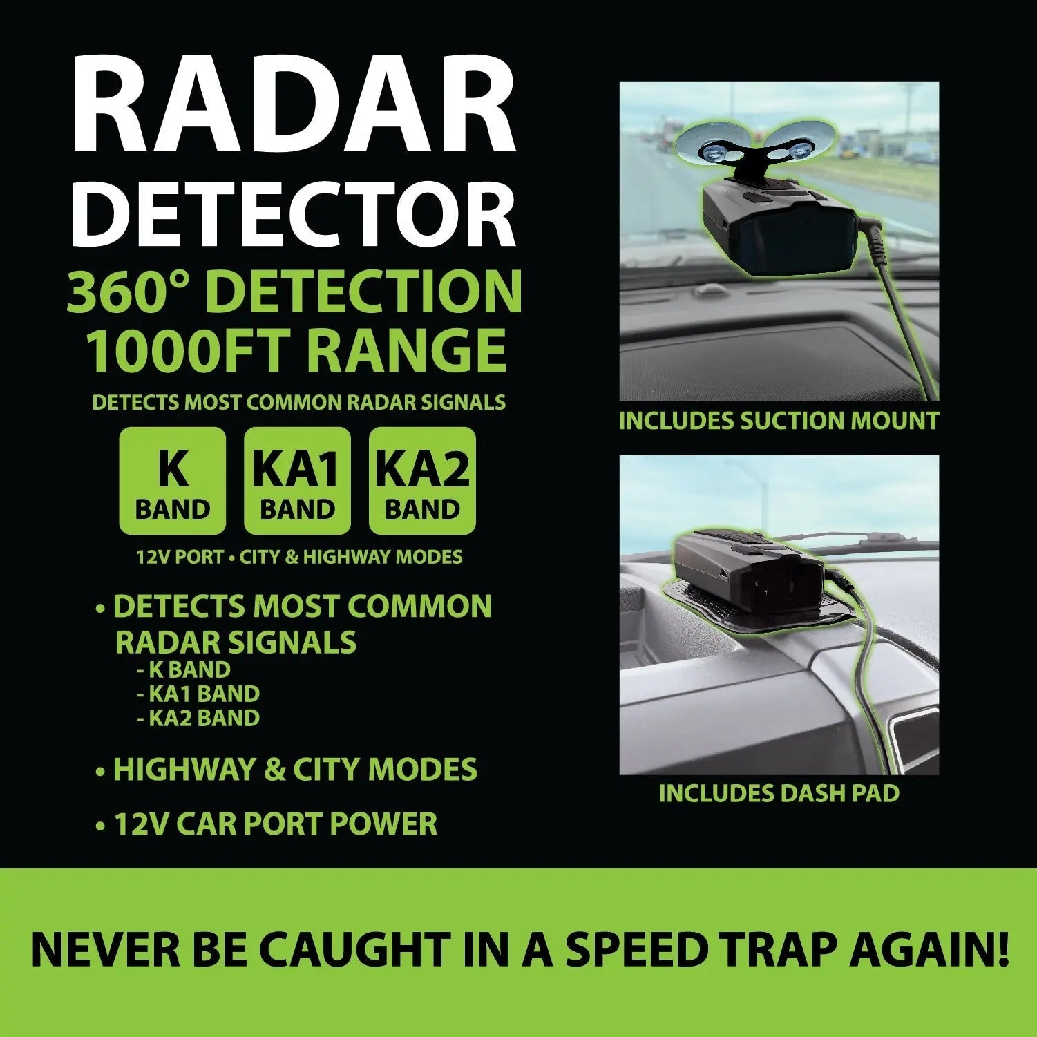 Radar Detector with Suction Cup Mount - 4 Pieces Per Retail Ready Display 23211 GADGET GEAR