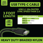 Charging Cable USB 3.1 to USB-C 3FT - 4 Pieces Per Pack 23227 GADGET GEAR