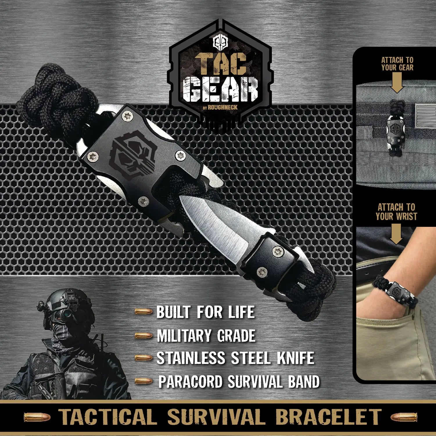 Paracord Survival Bracelet with Knife- Pieces Per Retail Ready Display 23245 TAC GEAR