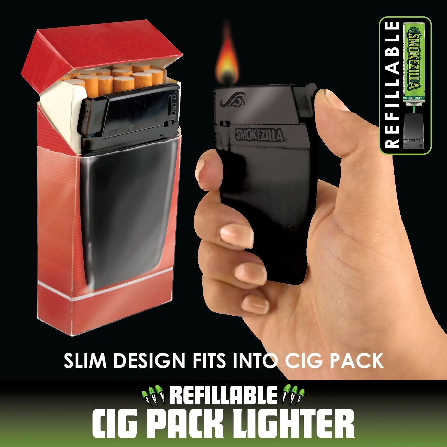 Cigarette Pack Thin Lighter - 12 Pieces Per Retail Ready Display 23483 SMOKEZILLA