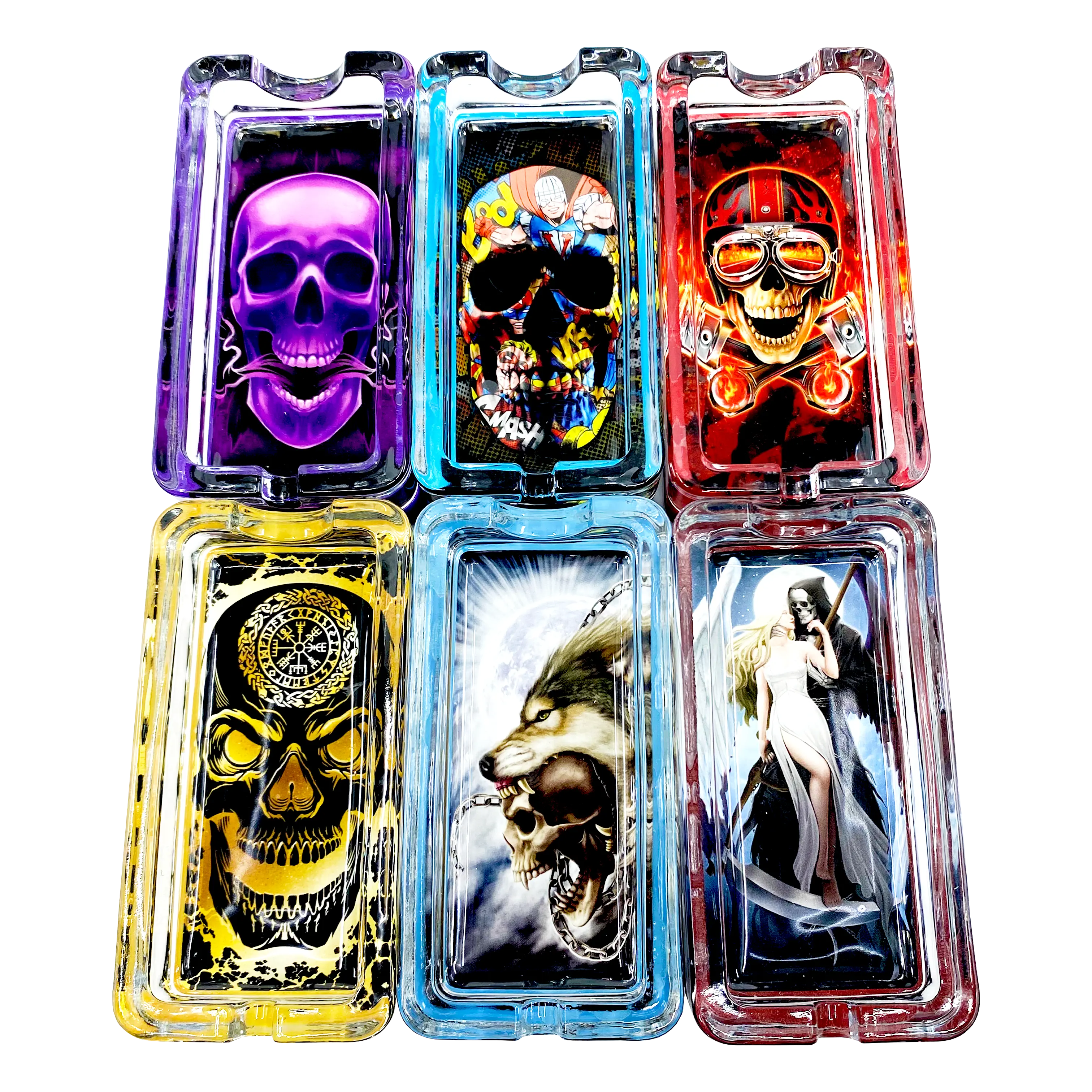 Glass Ashtray with LED Light-Up Design - 6 Pieces Per Retail Ready Display 23522 SMOKEZILLA