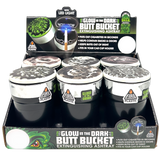 Glow In The Dark Lid Butt Bucket Ashtray with LED Light - 6 Per Retail Ready Wholesale Display 23543