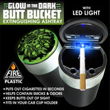 Glow In The Dark Lid Butt Bucket Ashtray with LED Light - 6 Per Retail Ready Wholesale Display 23543