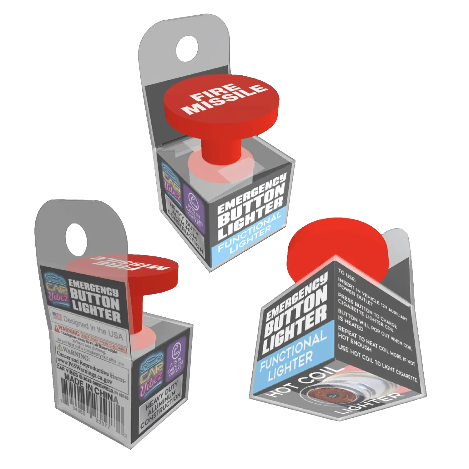 Electric Coil Button Lighter - 12 Pieces Per Retail Ready Display 23577 CAR VIBEZ