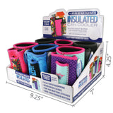 Neoprene Can and Bottle Cooler Coozie with Cigarette Pouch - 6 Pieces Per Retail Ready 24062