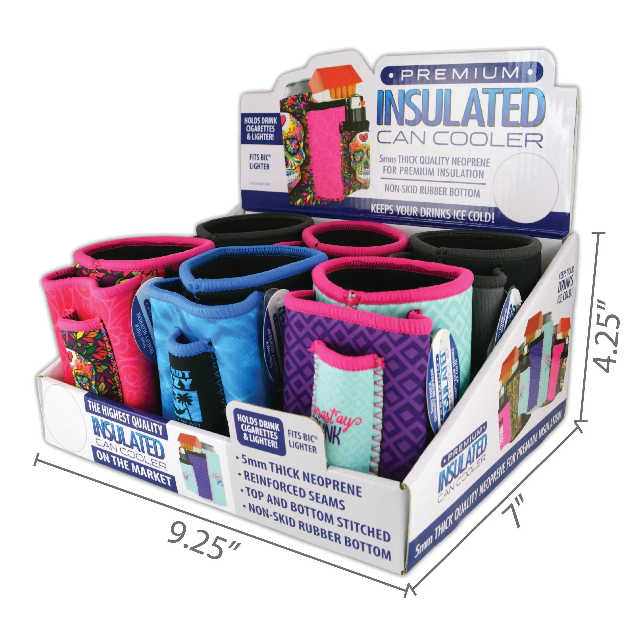 Neoprene Can and Bottle Cooler with Cigarette Pouch - 6 Pieces Per Retail Ready 24062 POLAR GEAR