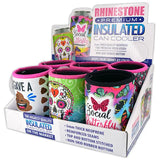 Neoprene Rhinestone Can and Bottle Cooler - 6 Per Retail Ready Display 24236 POLAR GEAR