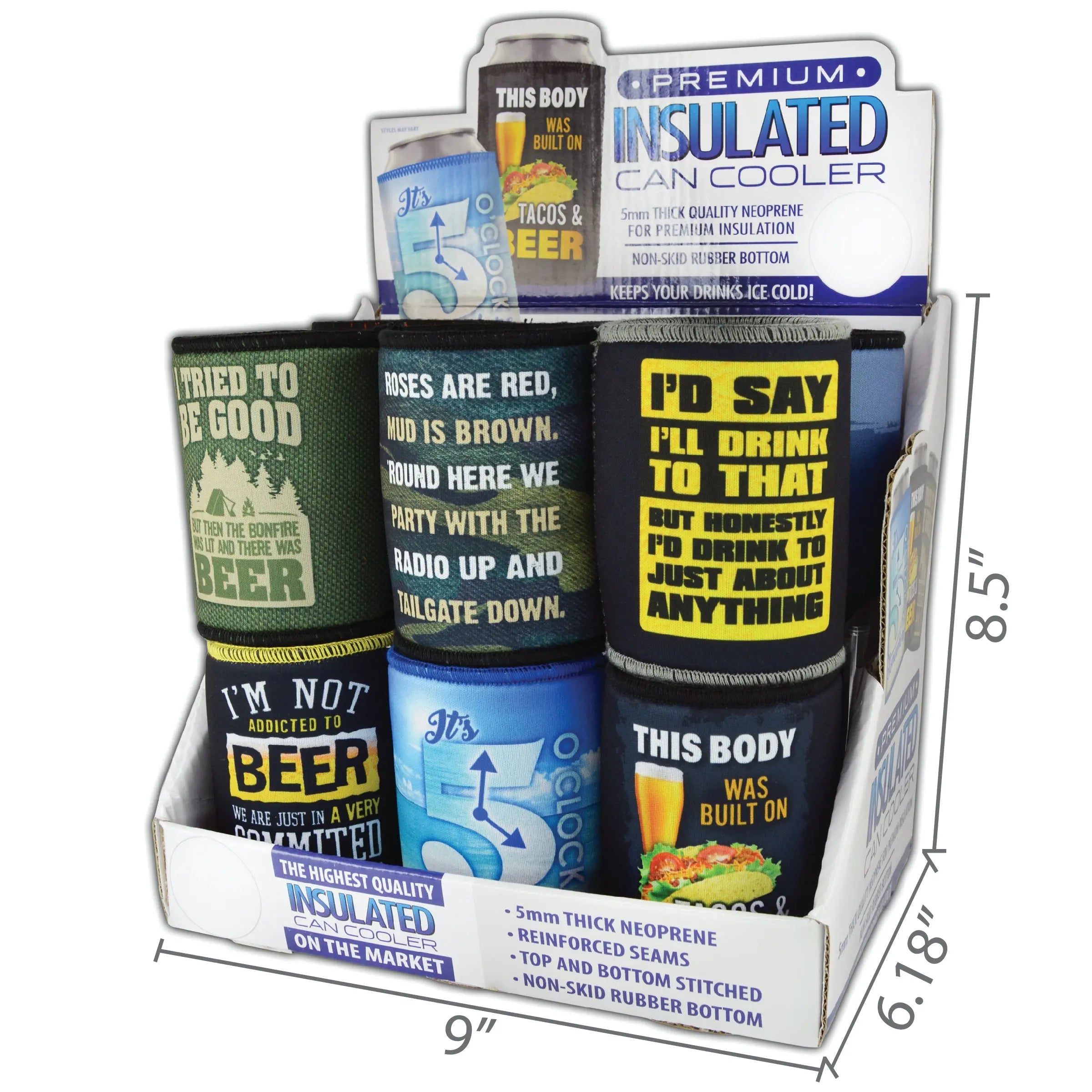 Neoprene Can and Bottle Cooler - 12 Pieces Per Retail Ready Display 25198 POLAR GEAR