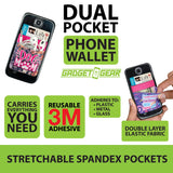 Phone Wallet Dual Pocket Spandex - 12 Pieces Per Retail Ready Display 25469