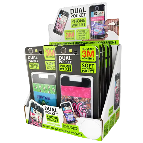 Phone Wallet Dual Pocket Spandex - 12 Pieces Per Retail Ready Display 25469 GADGET GEAR