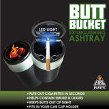 Printed Lid Butt Bucket Ashtray with LED Light - 6 Per Retail Ready Display 25814