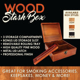 Large Wood Stash Box with Roll Tray- 3 Pieces Per Retail Ready Display 25899