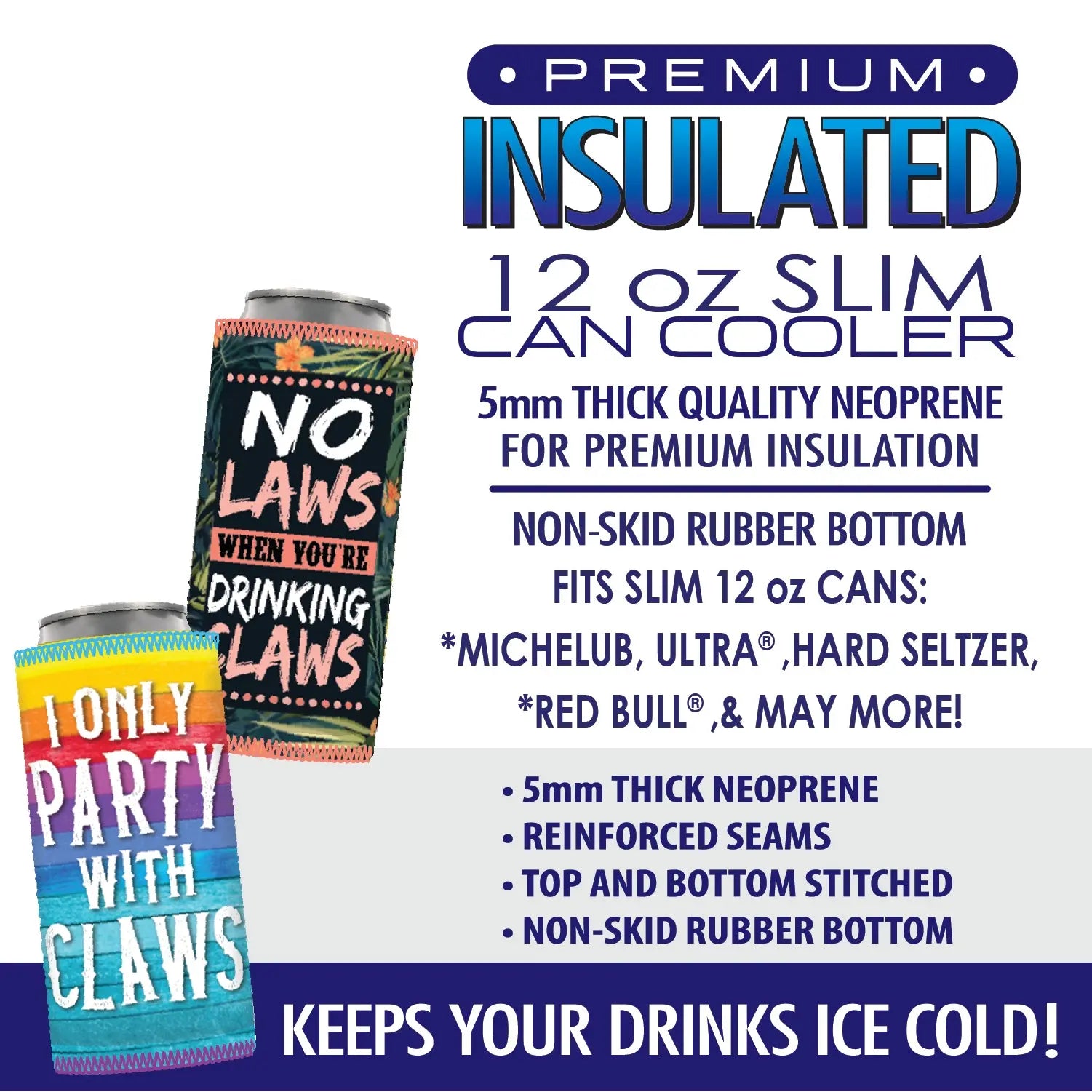 Neoprene Slim Can Cooler - 6 Pieces Per Retail Ready Display 27800 POLAR GEAR