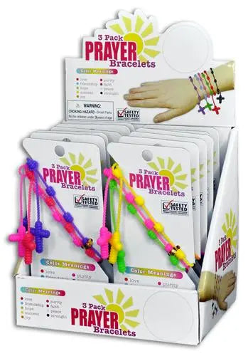 Neon Color Silicone Prayer Bracelet 3 Pack - 12 Pieces Per Retail Ready Display 28429 NOVELTY INC