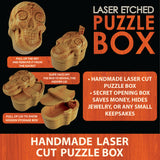 Wood Skull Puzzle Storage Box - 6 Pieces Per Retail Ready Display 28905