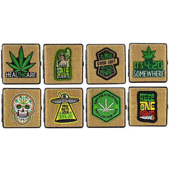 Hemp Metal Cigarette Case with Hinge - 8 Pieces Per Retail Ready Display 30001 SPICY ZILLA