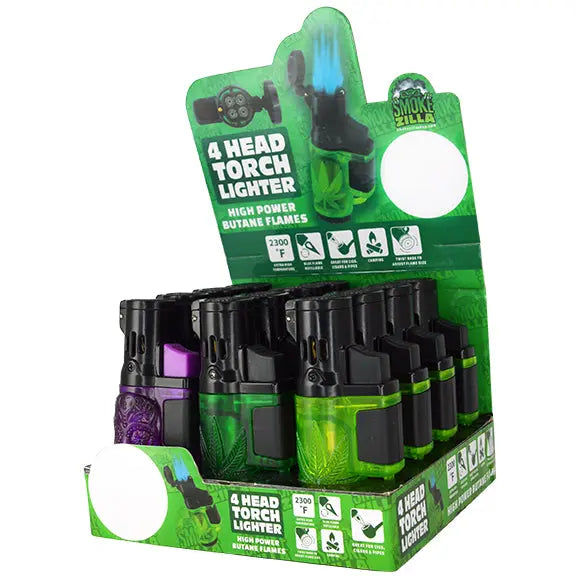 Molded Quad Flame Torch Lighter- 12 Pieces Per Retail Ready Display 30010 SPICY ZILLA