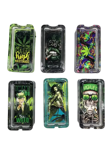 Glass Ashtray with LED Light-Up Design - 6 Per Retail Ready Display 30028 SPICY ZILLA