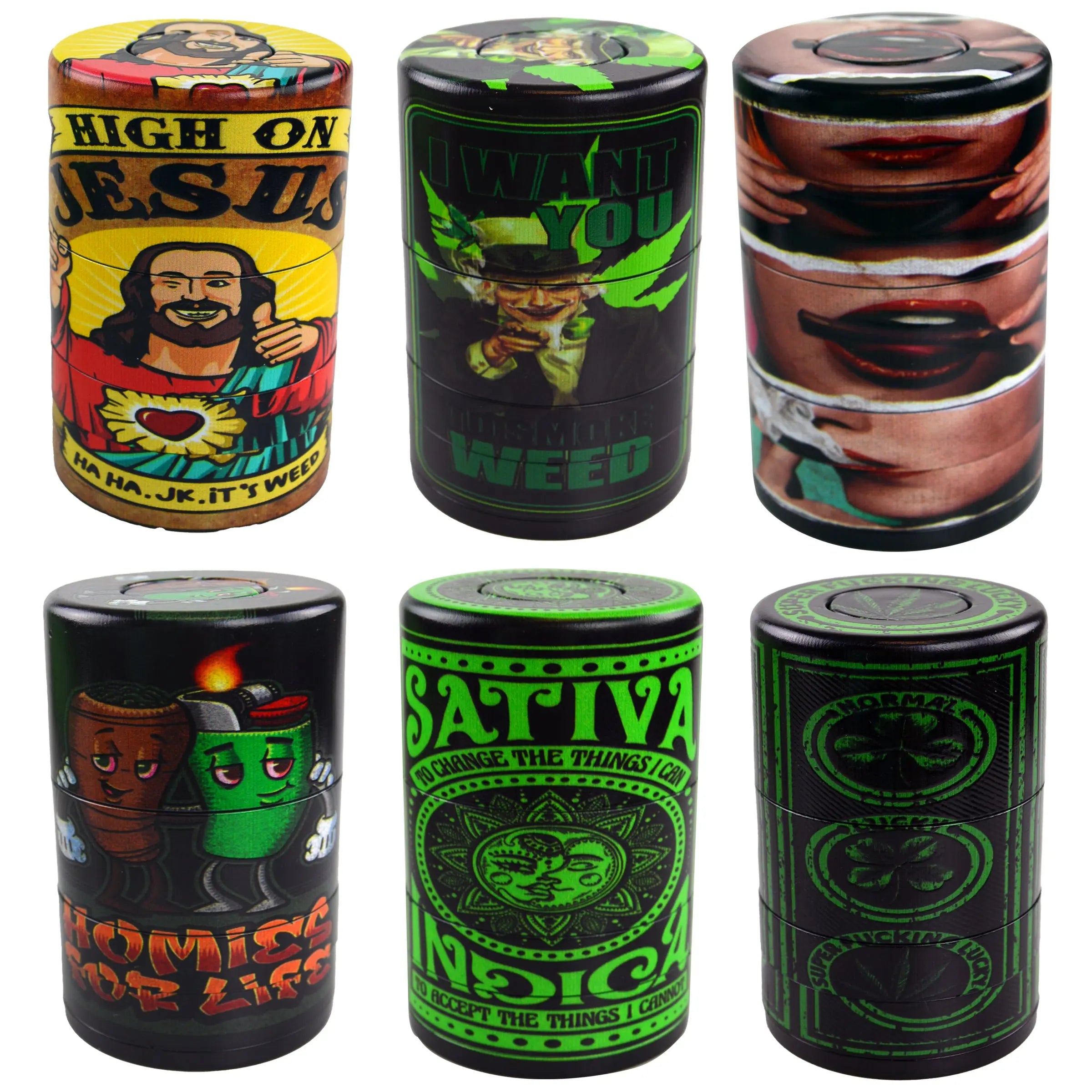 Plastic 5 Piece Grinder with Vacuum Sealed Container - 6 Pieces Per Retail Ready Display 30029 SPICY ZILLA