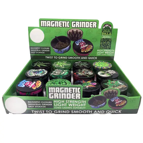 3D Metal Grinder with Magnetic Closure - 12 Pieces Per Retail Ready Display 30030 SPICY ZILLA