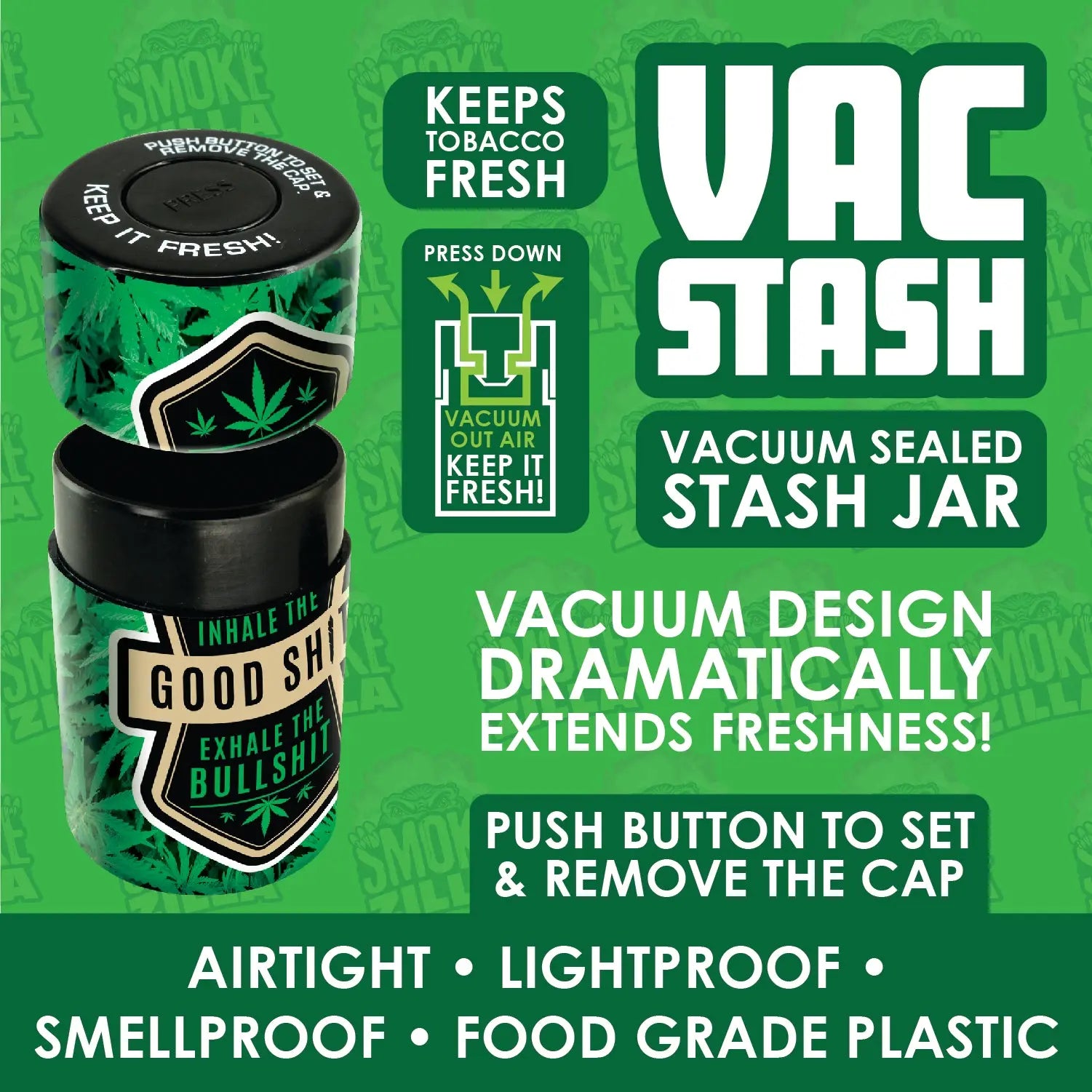 Printed Vacuum Jar Container 6 Pieces Per Retail Ready Display 30037 SPICY ZILLA