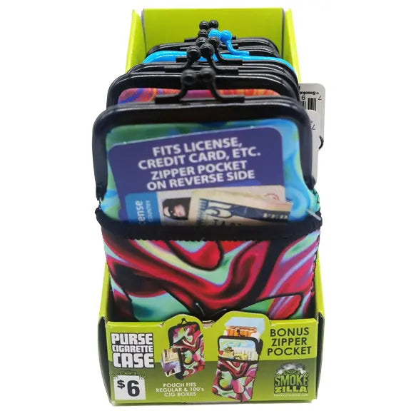 Neoprene Cigarette Pouch with Pocket - 6 Pieces Per Retail Ready Display 41489 SMOKEZILLA