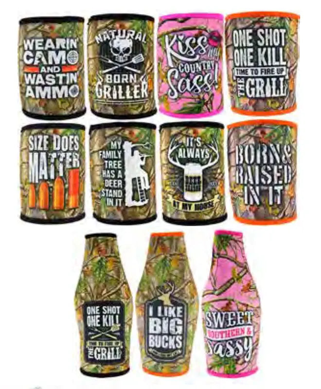 Neoprene Camo Can and Bottle Suit Cooler Assortment - 11 Pieces Per Retail Ready Display 88169 POLAR GEAR