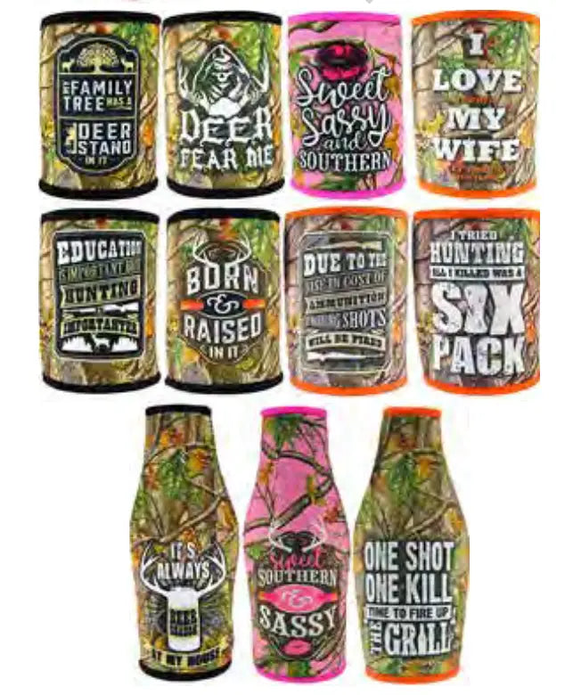 Neoprene Camo Can and Bottle Suit Cooler Assortment - 11 Pieces Per Retail Ready Display 88170 POLAR GEAR